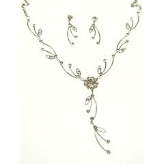 Kala-isbijoux - Damen - Modeshmuck Collier ( 39 cm + 6 cm Chain ) und Ohrringe ( 3 cm )- Ohne Nickel mit Strass Swarovski wei�