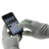 TECH TOUCH GLOVES WITH SILVER COATED NYLON FIBRE TIPS - GREY - NEW IPHONE 5 / 4 / 4S - GALAXY S3 / S2 - HTC ONE X,V,S AND ALL SMARTPHONES WITH TOUCHSCREENS
