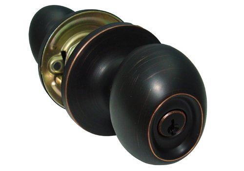 Dark Oil Rubbed Bronze Entry Entrance Door Oval Egg Style Knob Kwikset Keyway Handle Lock 6093DBR