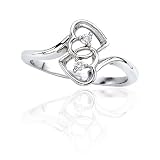 Sterling Silver 0.05 ct. Diamond Heart Ring
