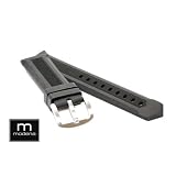 22mm Black TECH Modena Italian Rubber watch band strap w/ Tang Buckle