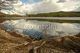 Wallmonkeys Peel and Stick Wall Decals - Fishing Rod Placed on the Ground near a Lake Outdoors at a Recr - Removable Graphic
