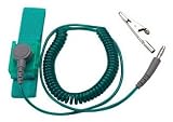 Tecni-Stat Wrist Strap, 12' Coil Cord, 1/8 Snap, Emerald