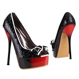 Damen Schuhe, PUMPS, HIGH HEELS PLATEAU STILETTO, 66-62, Synthetik in hochwertiger Lack Leder Optik