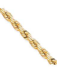 8mm, 10 Karat Yellow Gold, Diamond-Cut Rope Chain - 9 inch