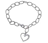 Sterling Silver CZ Journey Heart Chain Bracelet, 7.5