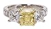 Platinum and 18k Yellow Gold Fancy Yellow Radiant Cut Diamond Ring (GIA Certified 2.52 ct center, 5 cttw), Size 6