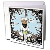 Rich Diesslins Funny General - Editorial Cartoons - Osama Bin Stupid - World Turns Unites Against Terrorism briefly - Greeting Cards-6 Greeting Cards with envelopes