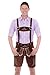 Bavarian Traditional Leather Trousers Lederhosen with Suspenders Darkbrown