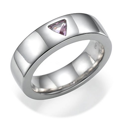 18k White Gold Trillion Pink Sapphire Ring