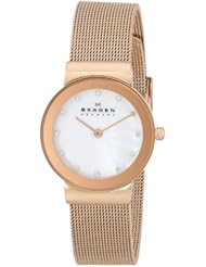 Skagen Womens 358SRRD White Label Analog Display Analog Quartz Rose Gold Watch