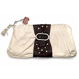 Chloe cream creased leather clutch bag with London bus charm