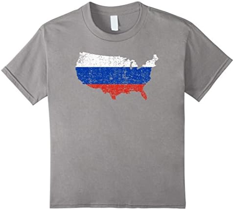 Kids America for Russia Russian Pride Flag Heritage T-Shirt 4 Slate