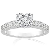 1.30 Ct Heart Shaped Diamond Engagement Ring Pave CUT: VERY GOOD 14K SI1-E GIA