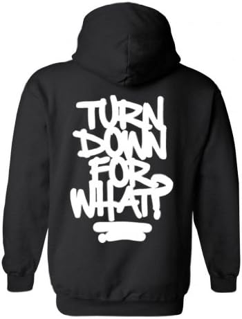 Men's/Unisex Zip-Up Hoodie Funny Turn Down For What? BLACK ( XXL)