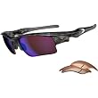 Oakley Fast Jacket XL Men's Asian Fit Polarized Lifestyle Sunglasses w/ Free B&F Heart Sticker Bundle - Black Plaid/G30, VR50 / One Size Fits All