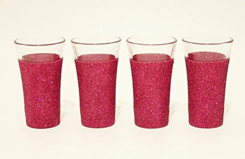 Glitter Shot Glass Set of 4 - Raspberry Pink