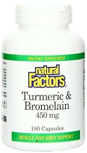 Natural Factors Turmeric and Bromelain 450 mg,  180  Capsules
