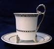 Fancy Demitasse Cups and Saucers (Silver) Set of 6 for Greek Coffee/espresso