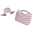New Wedding Sun Visor Floppy Hat Summer Bag Set Stripe White Pink
