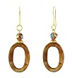 Earrings - E323 - Shell and Fire Polished Glass ~ Open Oval (1")