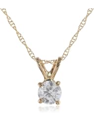 14k Gold Round-Cut Diamond Solitaire Pendant (1/4 cttw, H-I Color, SI2-I1 Clarity)