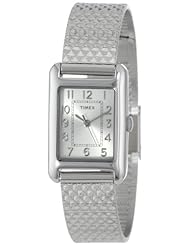Timex Womens T2P3039J Dress Mini Rectangle Silver-Tone Stainless Steel Bracelet Watch