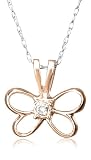 14k Rose Gold Diamond Butterfly Pendant (.015 cttw, J Color, I2 Clarity), 18
