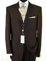 Italian 3 Button 2pc Mens Suit Signature Collection Merino Wool 140's Hand Tailored Year Round Use Business Suit Chocolate Brown