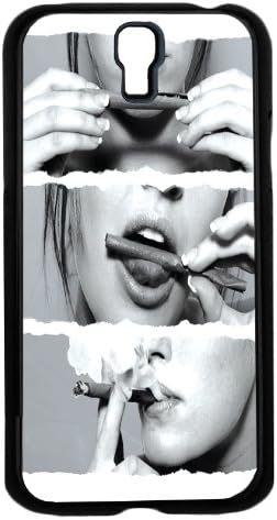"Roll, Lick, Enjoy" Blow Smoke Black and White Background Hard Snap on Phone Case (Galaxy s4 IV)