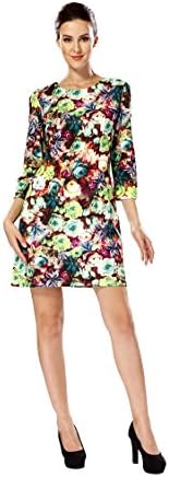 Miaoyifashion Women's New Elastic Waist Retro Style Floral Dress M Photo Color
