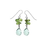 Sterling Silver Aquamarine Topaz and Peridot Dangle Earrings