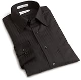 Van Heusen Men's Long Sleeve Wrinkle Free Sateen Stripe Shirt, Black, 14.5 - 32/33