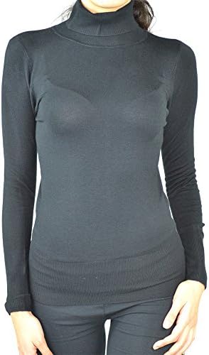 Alfa Global Women's Long Sleeve Turtle-Neck Plain Ultra Soft Knit Sweater Top Black M