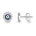 925 Sterling Silver Cubic Zirconia Resin Mini Round Shape Evil Eye Stud Post Earrings