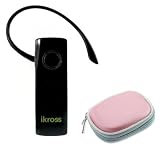 iKross Wireless Bluetooth Handsfree Headset + Pouch Case For Samsung Samsung Focus 2 SGH-I667, Galaxy S III i9300, Galaxy S II Skyrocket HD i757, Galaxy S Aviator R930, Galaxy S2 i9100, Brightside U380, Exhibit II 4G SGH-T679, Galaxy Note N7000, Galaxy Ne