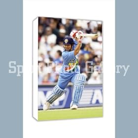 Sachin Tendulkar Action - Sports Collectable Photo on Canvas - Small Canvas 12" x 8"