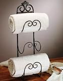 Karlee Pewter Finish with Black Accent Tabletop or Wall Hanging Vertical Towel Rack / Towel Holder / Towel Bar / Towel Stand