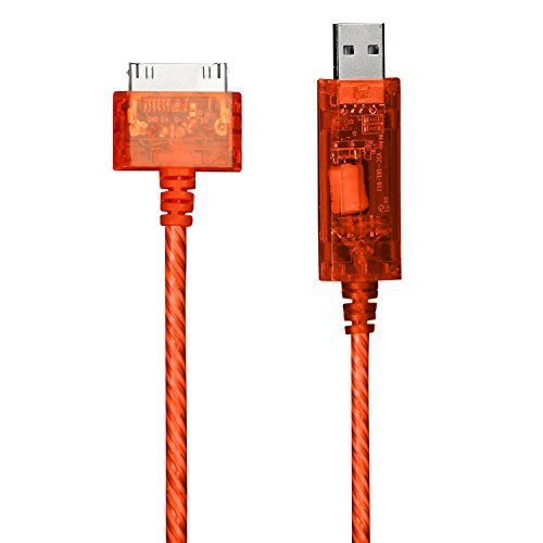 Light Pulse Charge & Sync Cables - Orange Electroluminescent Visual Light Charge & Sync Cables - 30 Pin Connector