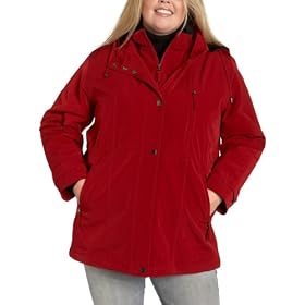 Liz Claiborne Ladies Plus Snaux Silk Snap Front Jacket With Hood And Mellow Pile Lining