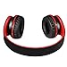 Intone I60 Lightweight Folding 3.5mm Stereo Over-ear Headphones Portable Stretch Headsets Earphones Leather Earpad with Build-in Microphone and Control Button for All Smartphones,laptops,tablets,pc,mp3/mp4,psp,ipod (Black/Red)
