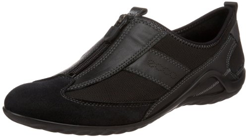 ECCO Women's Vibration II Zip Flat,Black/Black,41 EU/10-10.5 M US