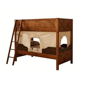 Powell Dakota Twin-Size Rustic-Pine Wagon Bunk Bed with Ladder by Powell