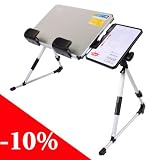 Remise -10%! Table tablette inclinable pliable pour PC/ordinateur portable double plateaux léger couleur argent, FBT03L-Sil