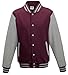 AWDis Hoods Varsity Letterman jacket Burgundy / Heather Grey L