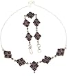 Indian Jewelry Sets -Necklace and Bracelets Sets in Sterling Silver and Garnet Gemstones (gnklcs315)