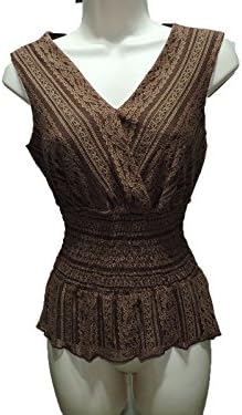 Kay Celine Womens Brown lace Sleeveless Blouse Top Shirt Size Small (S)
