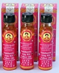 3x 100% Natural Traditional Thai & Chinese Yellow Oil Somthawin (Ang Ki) 24 Cc. [Free for You Beauty Gift]