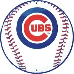 Chicago Cubs 12 inch Baseball Style Metal Circle Sign