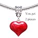 PAIR OF Pandora compatable Silver plated 3D HEART Charms by GlitZ JewelZ © - Black - fits all pandora type bracelets & necklaces - choose the color from the pull down menu